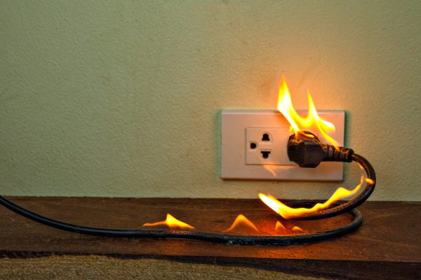 On fire electric wire plug Receptacle wall partition